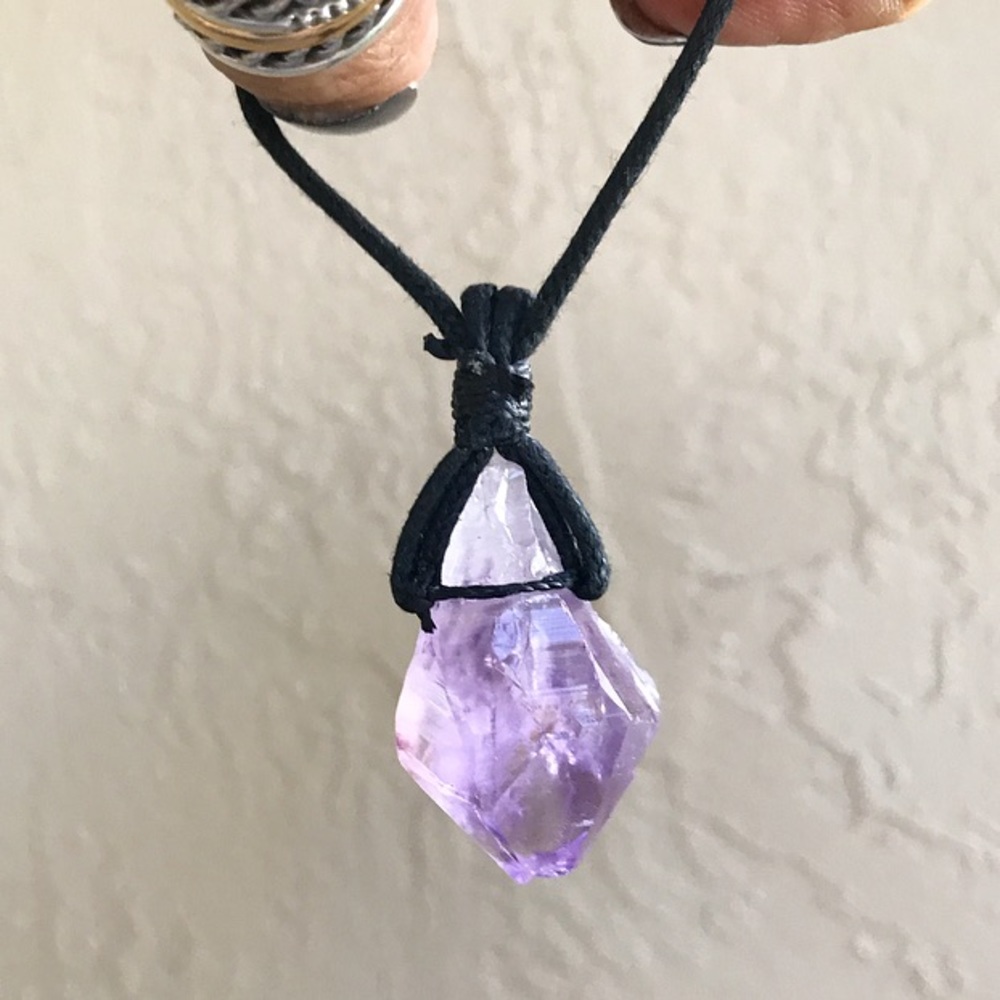 Genuine raw amethyst crystal rock gem necklace - Picture 4 of 8